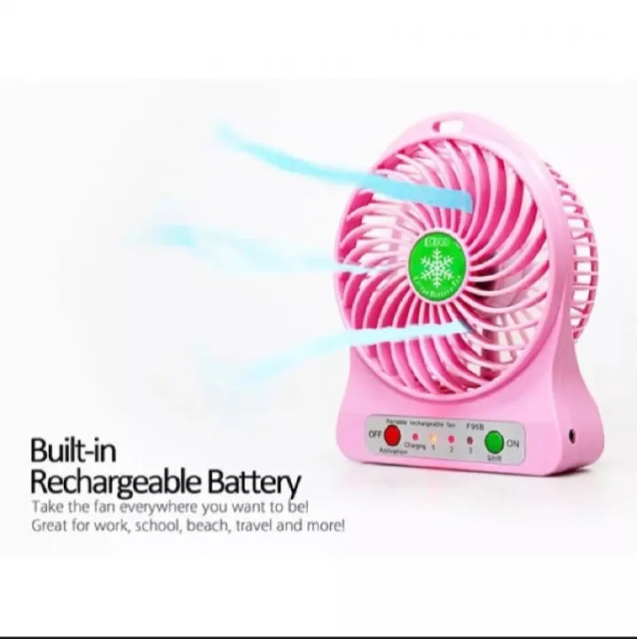 Portable Mini USB Fan | Rechargeable Battery | 3-Speed Adjustable Cooling Fan