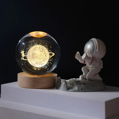 3D Galaxy Space Crystal Ball Night Light with Stand – Smart 3D Light Ball ✨🌌