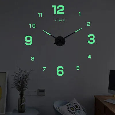 3D Wooden Numbers Wall Clock – Glow in the Dark 🌙🕰