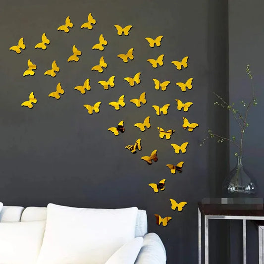 (Pack of 30) 3D Acrylic Butterfly Wall Decoration – Home &amp; Bedroom Décor 🦋✨