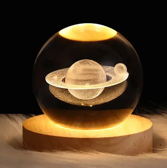 3D Galaxy Space Crystal Ball Night Light with Stand – Smart 3D Light Ball ✨🌌