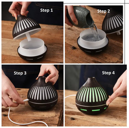 H₂O Ultrasonic Aroma Humidifier – 7-Color LED Night Light &amp; Air Humidifier