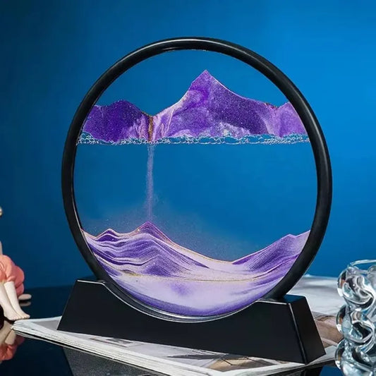 Moving Sand Art 6-Inch Sandscape Painting – 3D Sand Mountain with Metal Stand ⏳✨