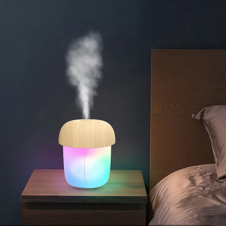 Mushroom-Shaped Portable Mini Humidifier | USB Aroma Diffuser &amp; Cool Mist (300ml) With Box