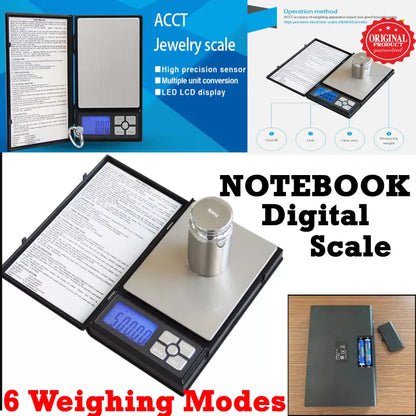 Notebook-Style Portable Digital Weighing Scale – Precision Kitchen &amp; Jewelry Scale