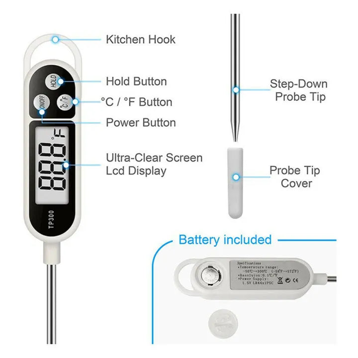 TP300 Digital Food Thermometer – Instant Read Kitchen Thermometer