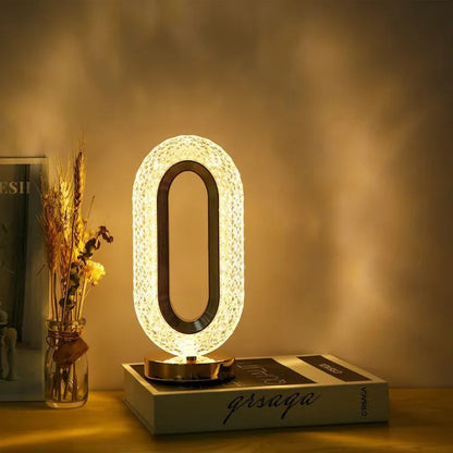 Rechargeable Luxury Oval-Shaped Crystal Table Lamp – 3-Color Touch Control ✨