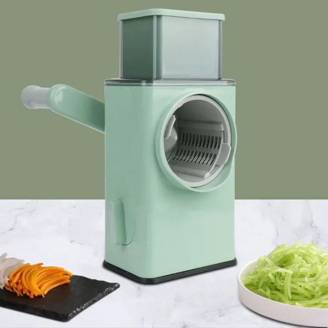 Multifunctional Rotary Vegetable Cutter &amp; Cheese Grater – 3-in-1 Mandoline Slicer