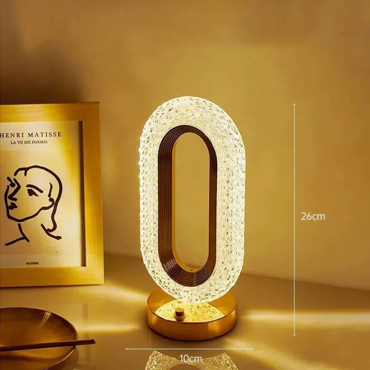 Rechargeable Luxury Oval-Shaped Crystal Table Lamp – 3-Color Touch Control ✨