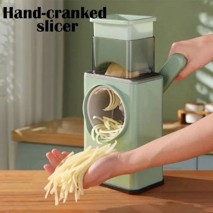 Multifunctional Rotary Vegetable Cutter &amp; Cheese Grater – 3-in-1 Mandoline Slicer