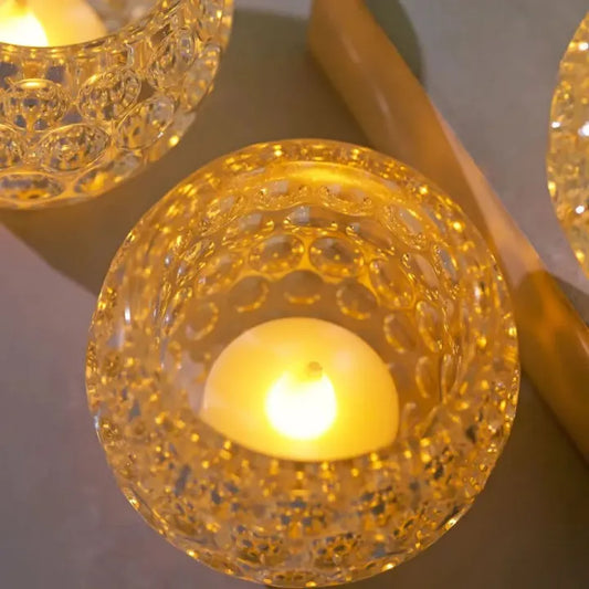 Amber Shine Crystal Tealight Candle Holder | Elegant Home &amp; Office Décor | Battery Operated