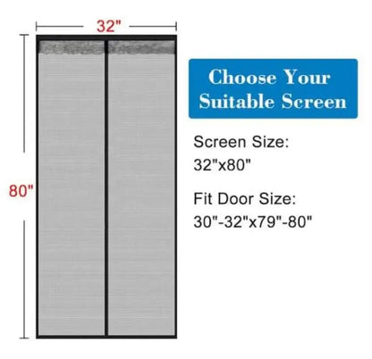 Magic Mesh Deluxe Hands-Free Magnetic Screen Door – Auto-Close Mesh Curtain, Keeps Bugs Out, Fits Single & Sliding Doors