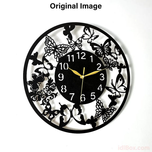 ✅ 3D Wooden Wall Clock – Elegant &amp; Artistic Home Décor 🦋⏳