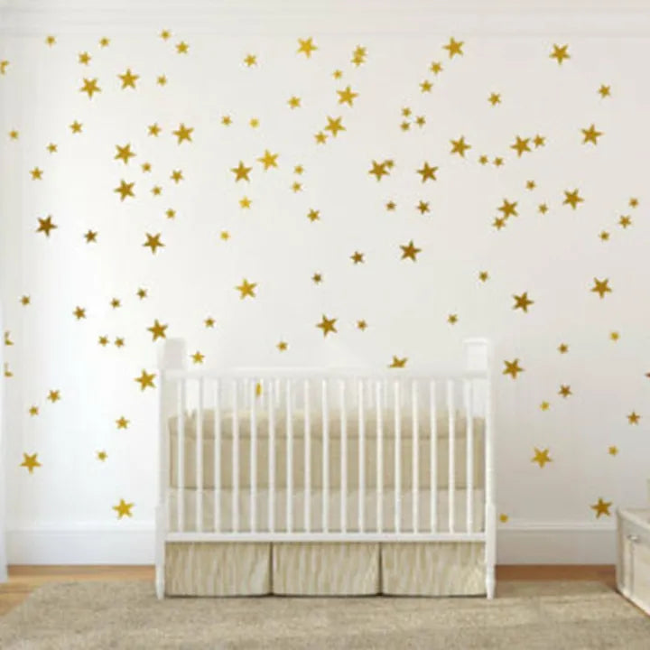 Golden Acrylic Mirror Wall Stickers – 15 Stars ⭐✨