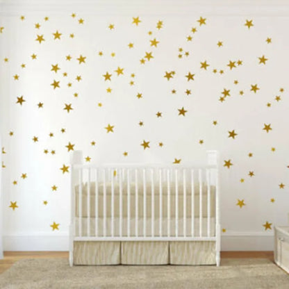 Golden Acrylic Mirror Wall Stickers – 15 Stars ⭐✨