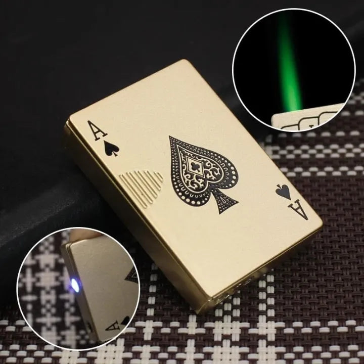 Jet Torch Playing Card Lighter – Green Flame Ace Card Lighter (Metal Body)