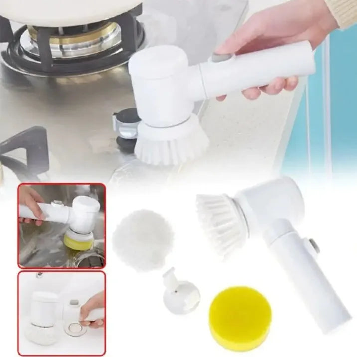 Handheld Electric Cleaning Brush Scrubber – 5-in-1 Multi-Purpose Electric Brush