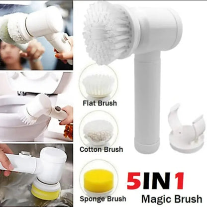 Handheld Electric Cleaning Brush Scrubber – 5-in-1 Multi-Purpose Electric Brush