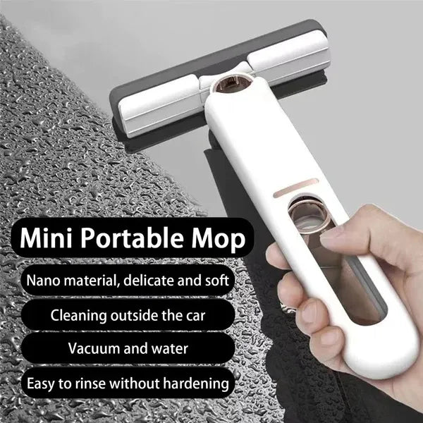 Portable Mini Squeeze Mop with extra Sponge – Desk, Glass, Kitchen & Car Cleaner