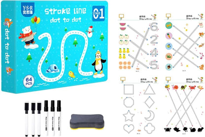 Kids Educational Learning Tracing Book – Stroke, Line, Dot-to-Dot (64 Pages, Big Size)